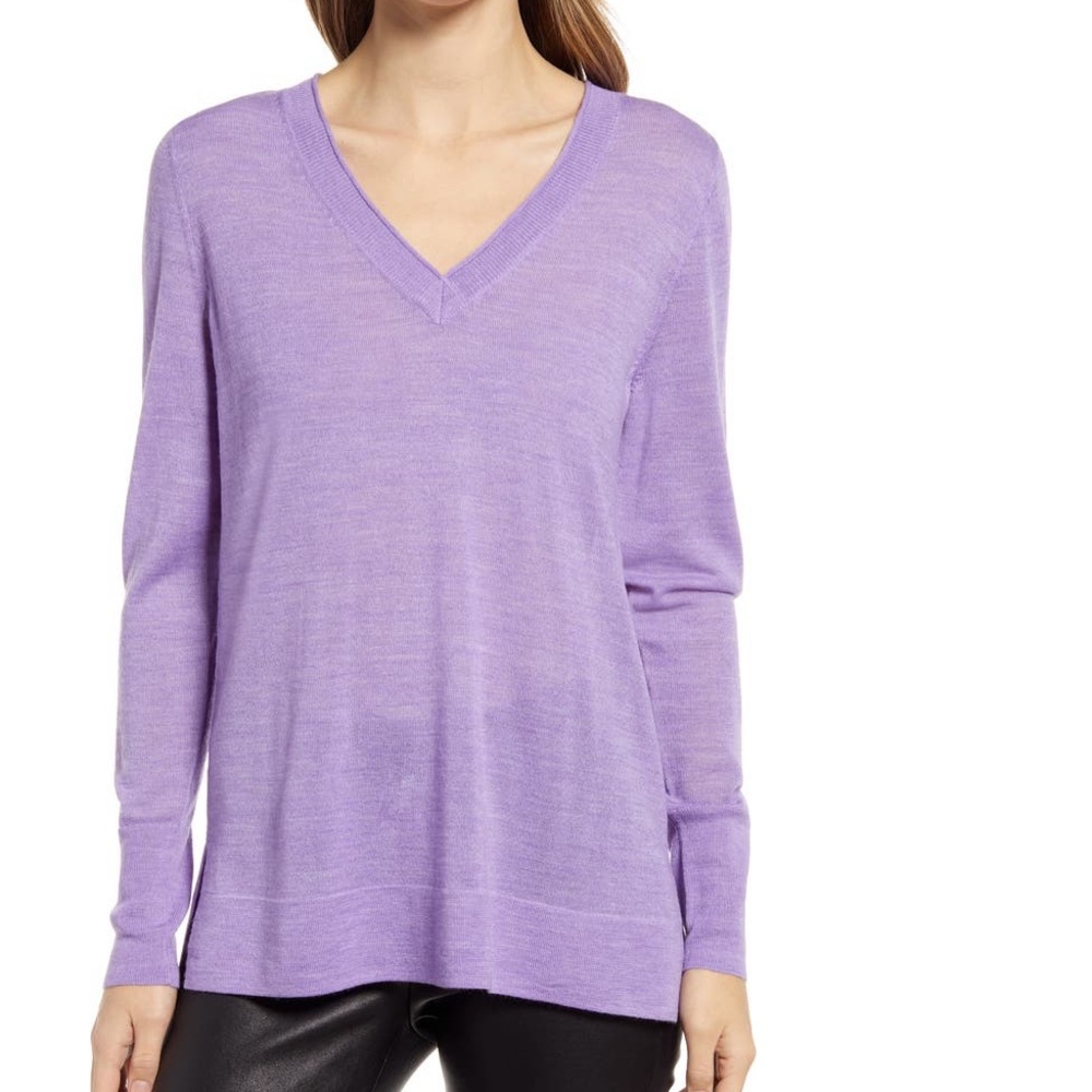 NWOT Halogen Wool Blend V- Neck Sweater Size M